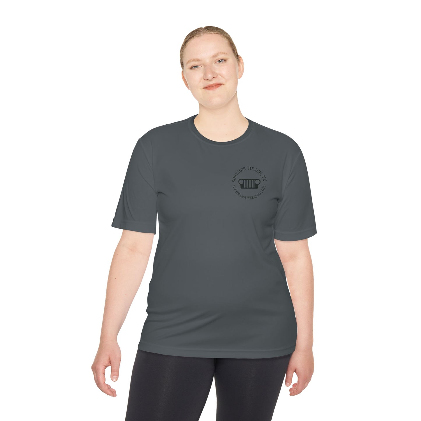 Unisex Moisture Wicking Tee - "Let's Get Dirty and Go Topless!" Adventure Shirt