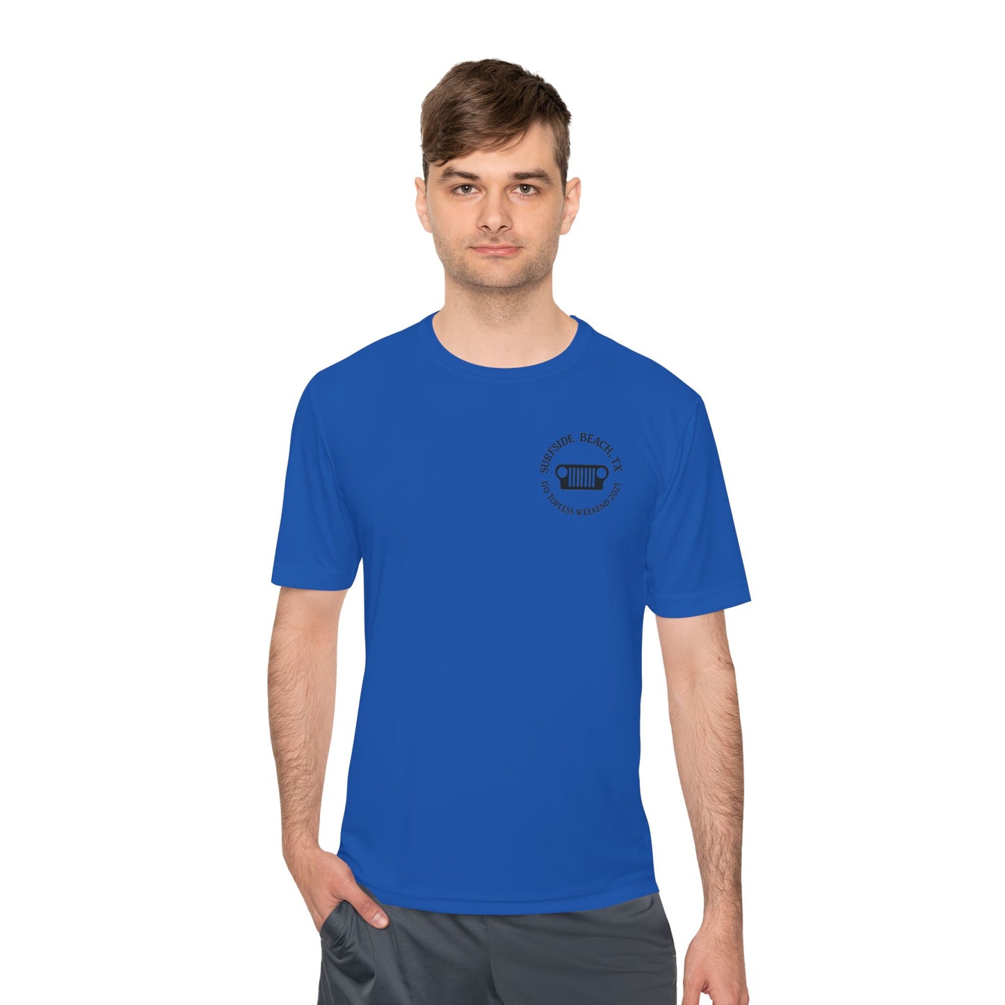 Unisex Moisture Wicking Tee - "Let's Get Dirty and Go Topless!" Adventure Shirt