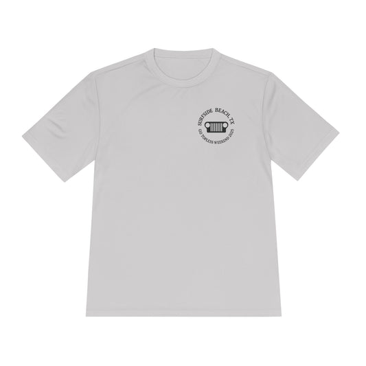 Unisex Moisture Wicking Tee - "Let's Get Dirty and Go Topless!" Adventure Shirt