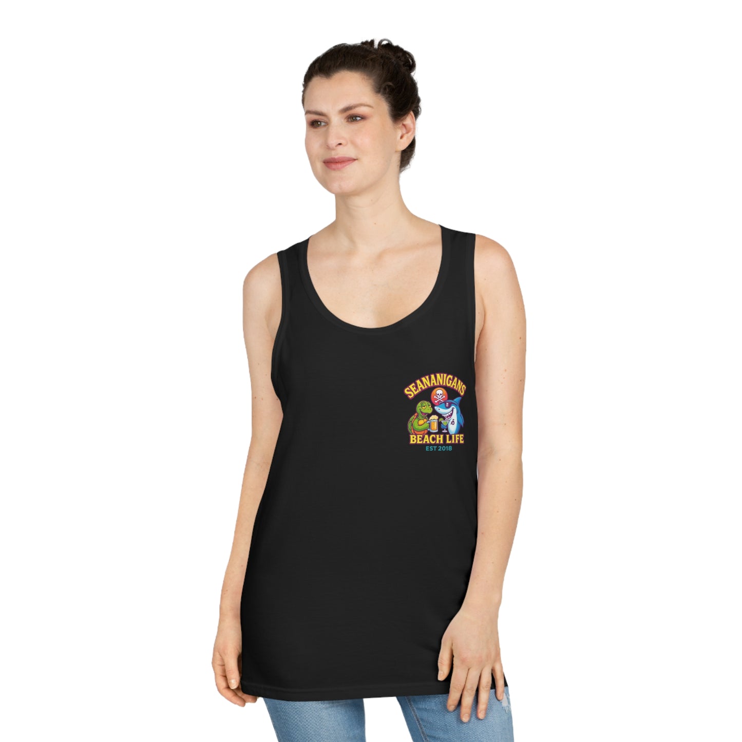 Beach Life Shenanigans Tank Top | Unisex Summer Apparel, Vacation Gear, Funny Beach Wear, Gift for Beach Lovers, Tank Top for Parties