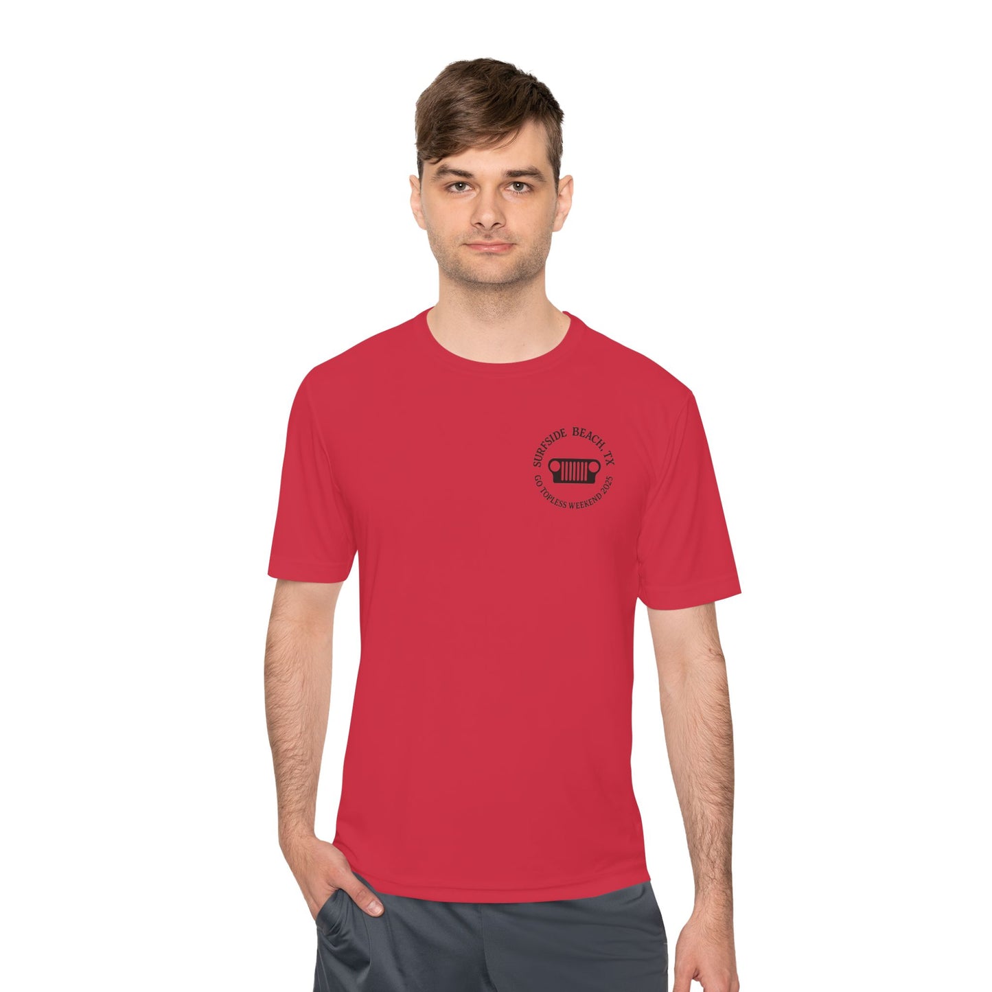 Unisex Moisture Wicking Tee - "Let's Get Dirty and Go Topless!" Adventure Shirt