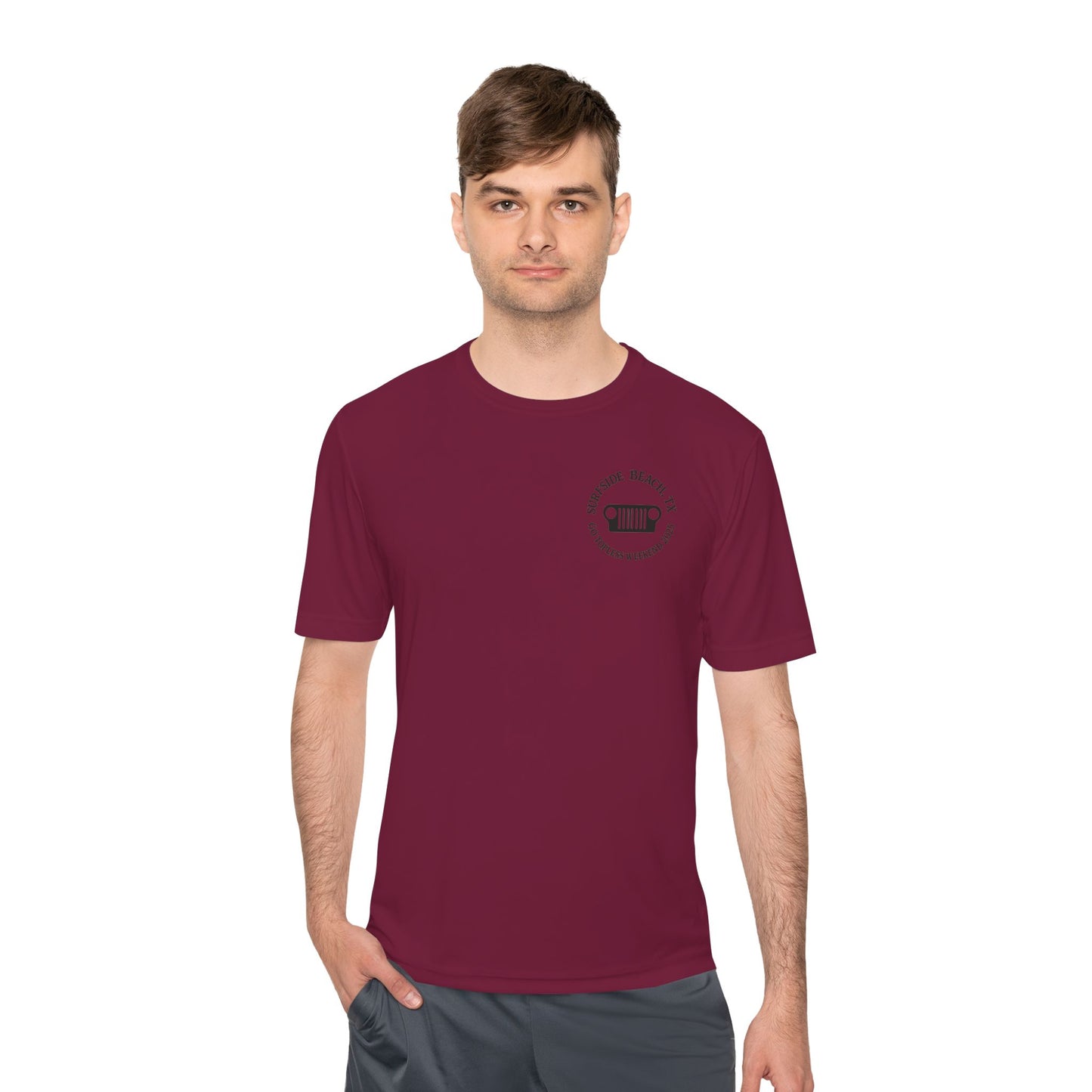 Unisex Moisture Wicking Tee - "Let's Get Dirty and Go Topless!" Adventure Shirt