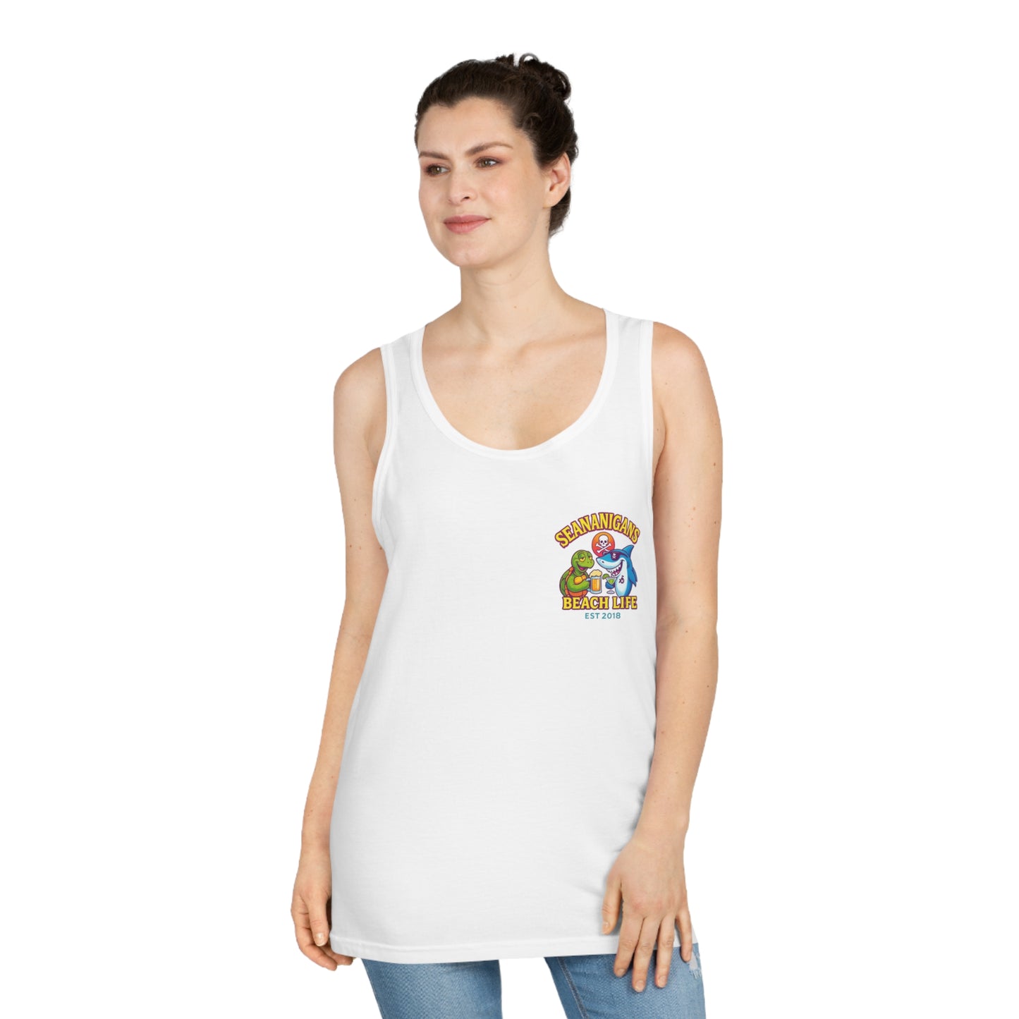 Beach Life Shenanigans Tank Top | Unisex Summer Apparel, Vacation Gear, Funny Beach Wear, Gift for Beach Lovers, Tank Top for Parties