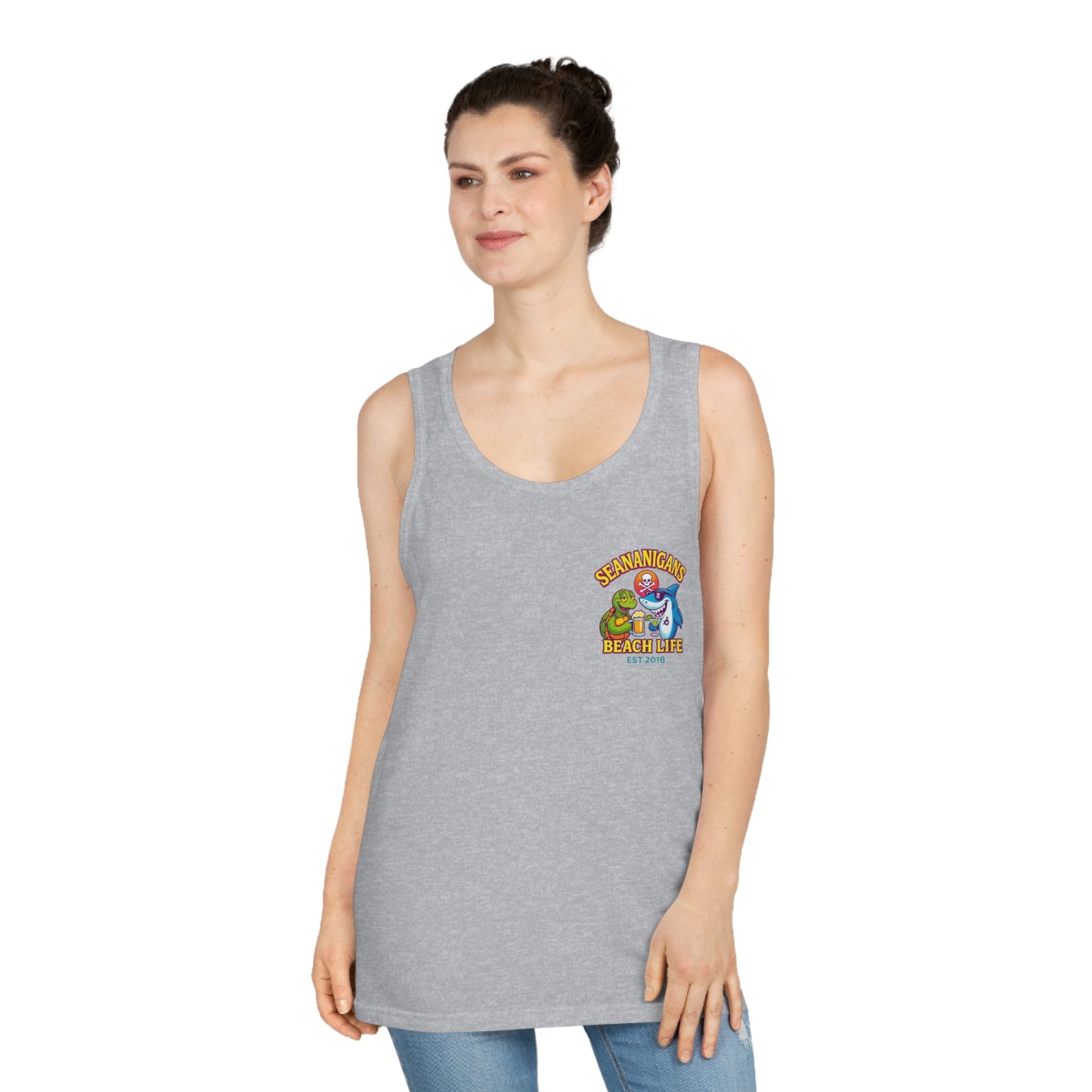 Beach Life Shenanigans Tank Top | Unisex Summer Apparel, Vacation Gear, Funny Beach Wear, Gift for Beach Lovers, Tank Top for Parties