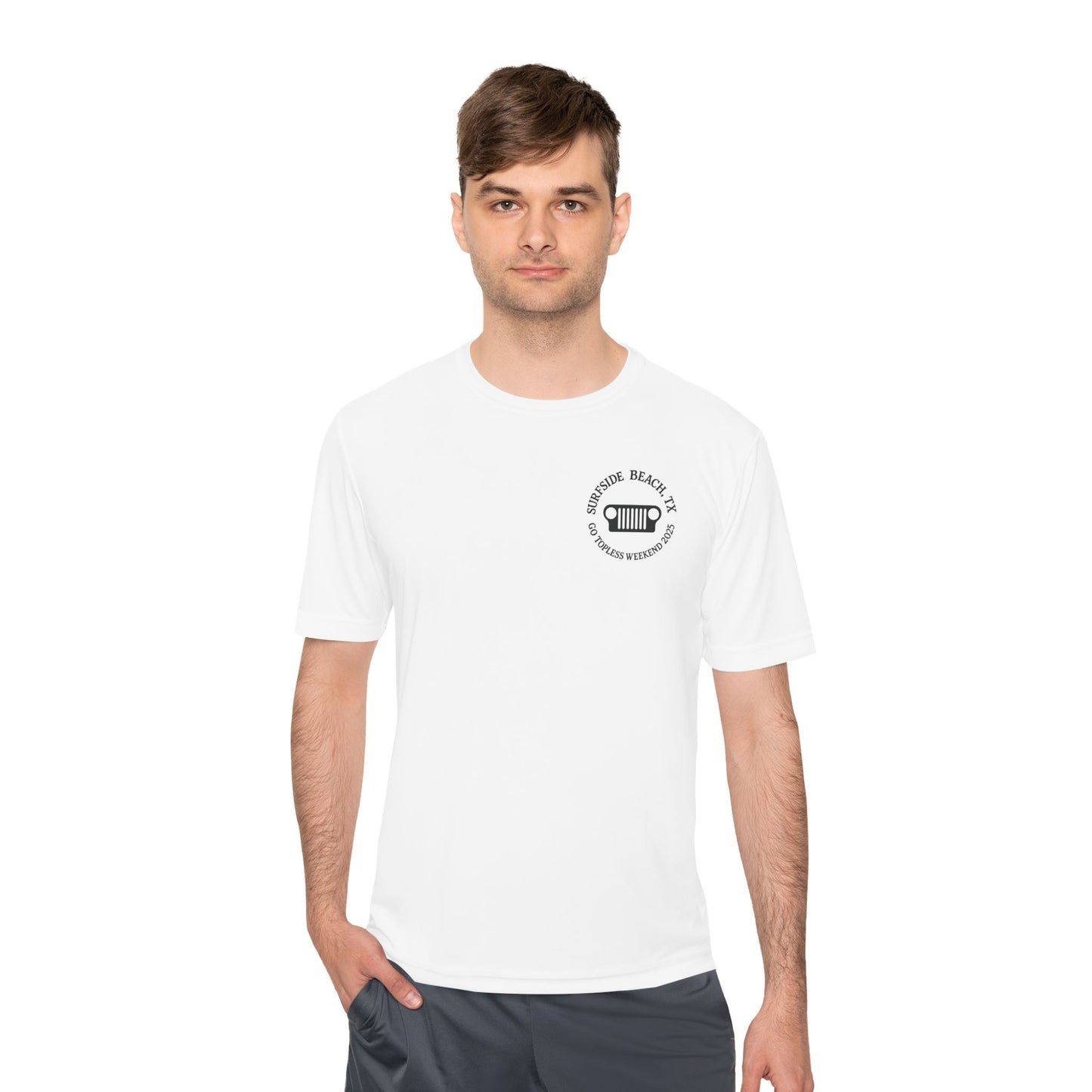 Unisex Moisture Wicking Tee - "Let's Get Dirty and Go Topless!" Adventure Shirt