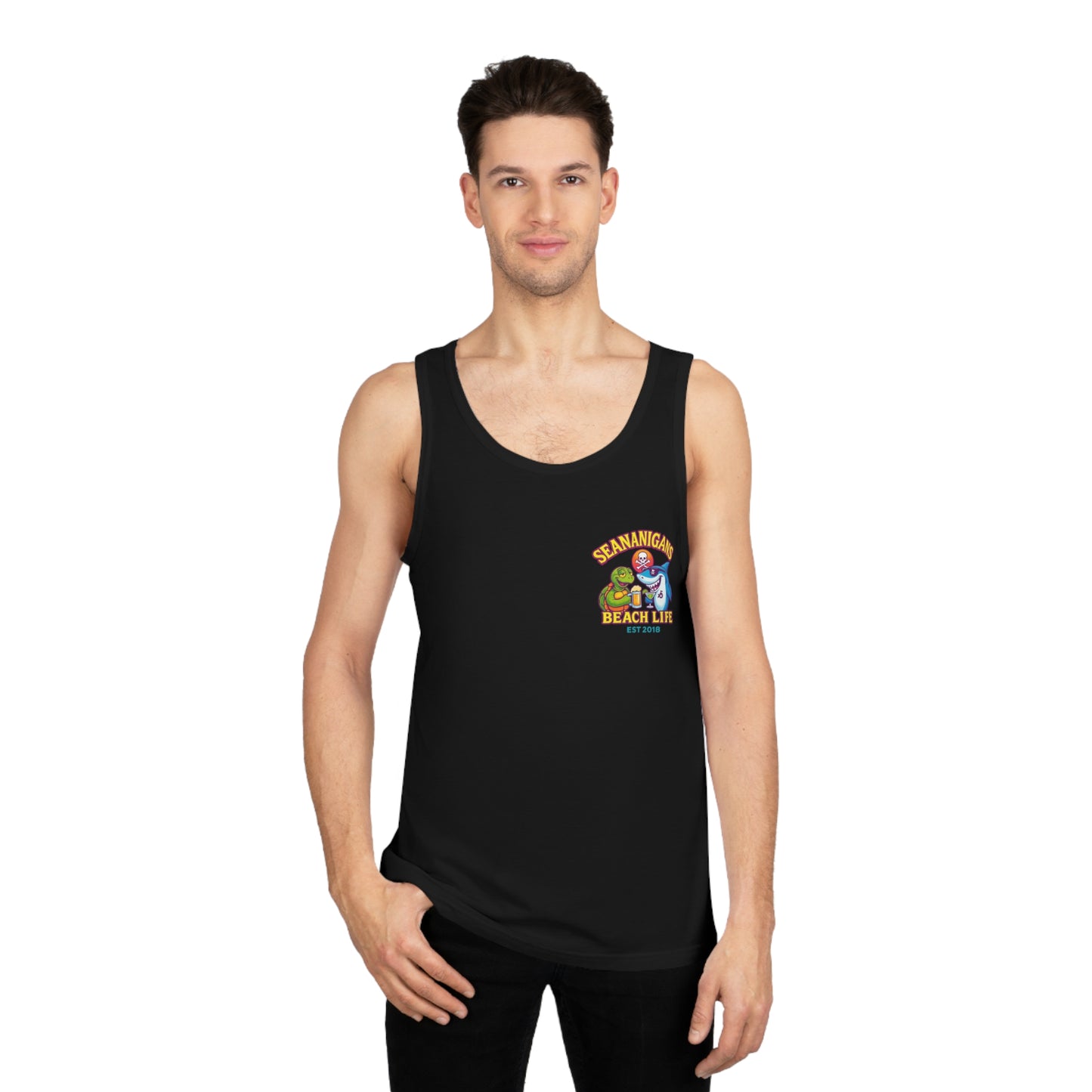 Beach Life Shenanigans Tank Top | Unisex Summer Apparel, Vacation Gear, Funny Beach Wear, Gift for Beach Lovers, Tank Top for Parties